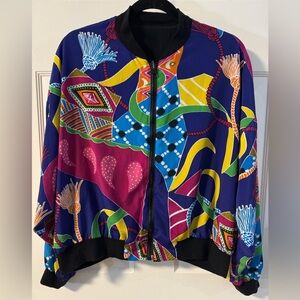 80’s Reversible Bomber Jacket Retro Bright Colorful Tassels Funky Streetwear VTG